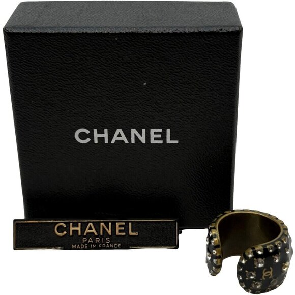 Authentic CHANEL Line Stone Size:5.75 Ring Black #36635239 - Picture 1 of 12